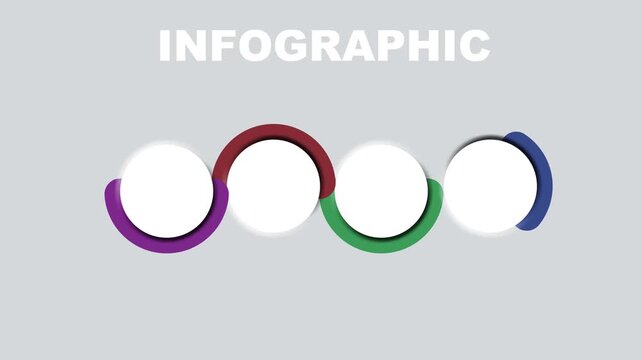 Colorful Connected Circles Infographic Process Flow Diagram on Gray Background