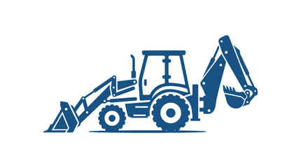 Naklejka premium Blue backhoe loader tractor silhouette illustration.