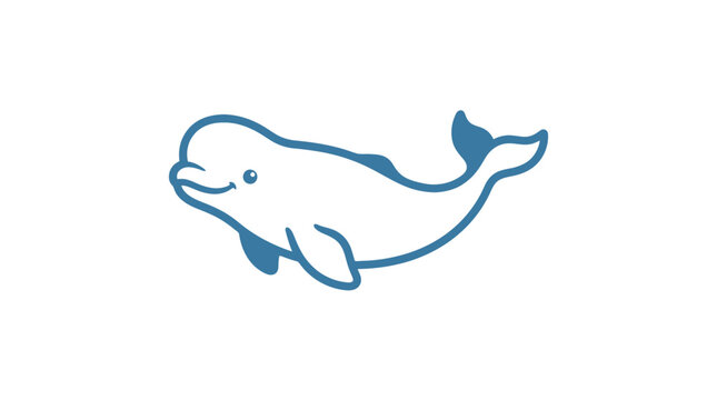 Blue beluga whale line art icon.
