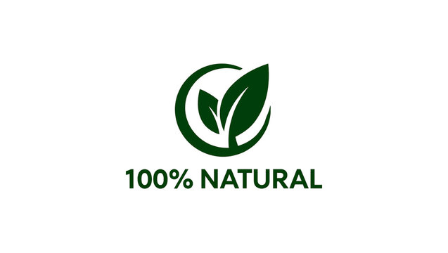 Green circular leaf logo with 100% Natural text, isolated on transparent background