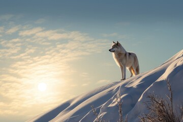 Obraz premium Wolf hill landscape wildlife mammal.