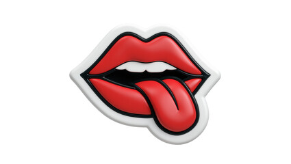 Red lips with tongue sticking out, isolated on transparent background © Miguel