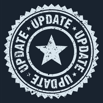 update white grunge round stamp. update stamp