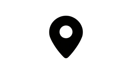 Fototapeta premium Black map pin icon with white circle inside, isolated on transparent background