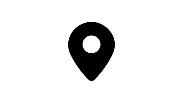 Black map pin icon with white circle inside, isolated on transparent background