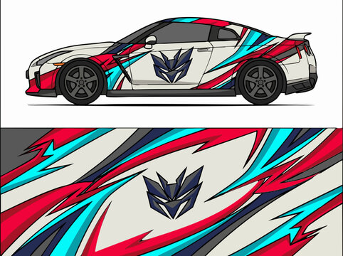 Sports car with dynamic Decepticon inspired wrap design