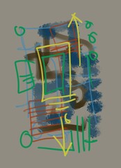 Abstract image for printing. Picture for modern interiors. The picture is painted by hand on a tablet. © neurostructure