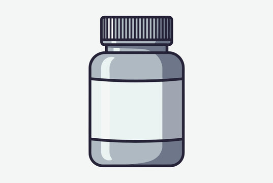 Medicine bottle vector illustration representing prescription drugs, pills, or chemical containers in clean design.