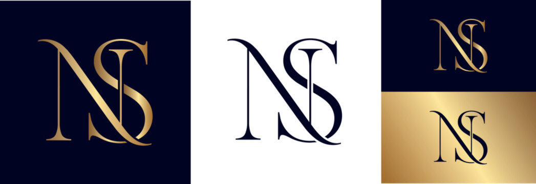Minimal ns monogram logo in dark blue on white background for corporate identity.