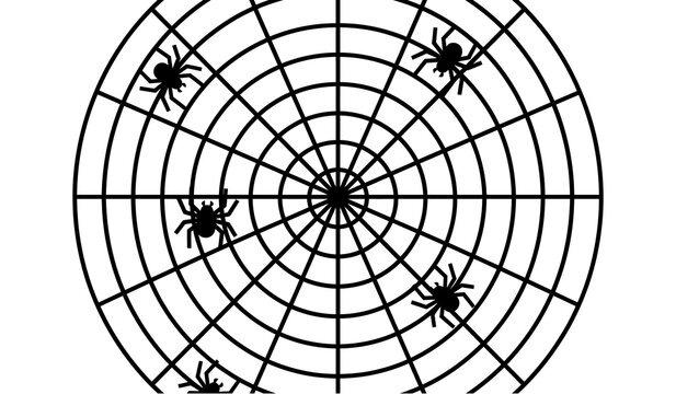 Spider web with spiders isolated on transparent background
