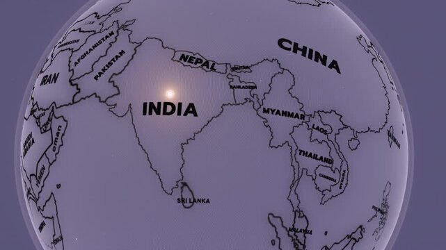 A digital 3D map highlighting India, surrounded by neighboring countries, INDIA map, nepal map, china map,