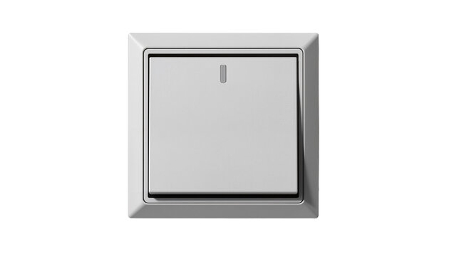Modern light switch with a small indicator light, isolated on transparent background
