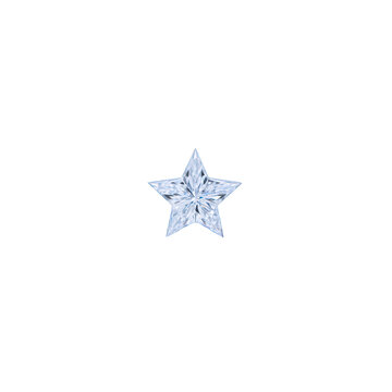 Single five pointed star shaped diamond isolated on a clean white background