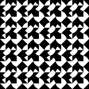 Seamless pattern with geometric motifs in black and white