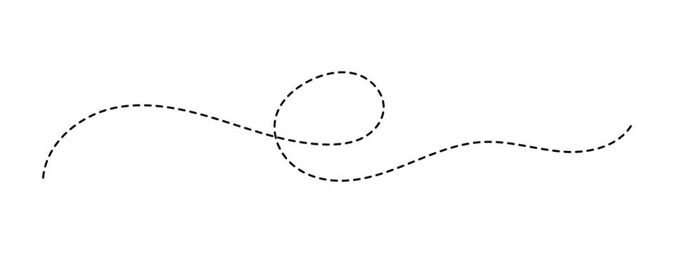 Black dashed line with a loop swirl design element for graphic decoration