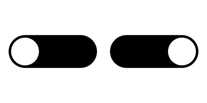 Black and white toggle switch icons for mobile app user interface design
