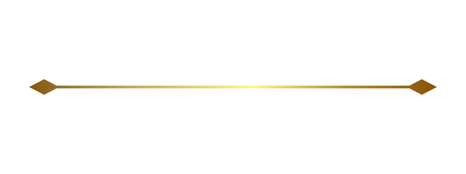 Elegant golden horizontal line divider with diamond shapes at both ends