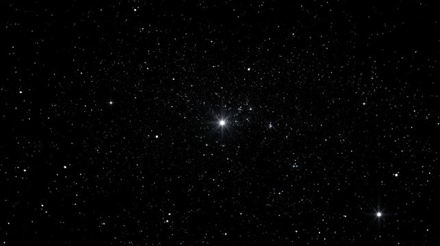Sparkling white stars twinkle in night sky with glowing cosmic starlight star celestial deep space galaxy universe isolated on black background

