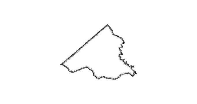 Sketch Richmond outline map animation - smooth progressive reveal