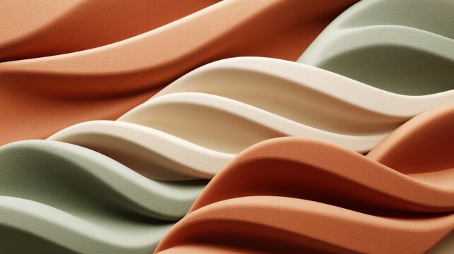 Textured surface with wavy patterns in shades of orange, green, and cream
