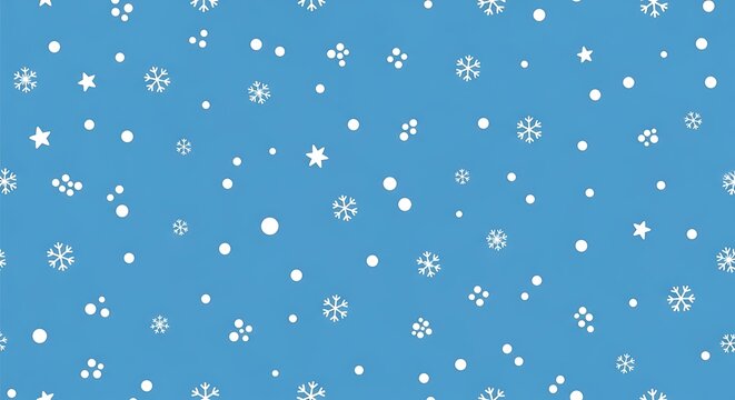 Beautiful falling snowflakes pattern on blue winter sky background