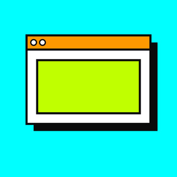 A vintage retro computer operating system browser window icon with a vibrant color palette illustration