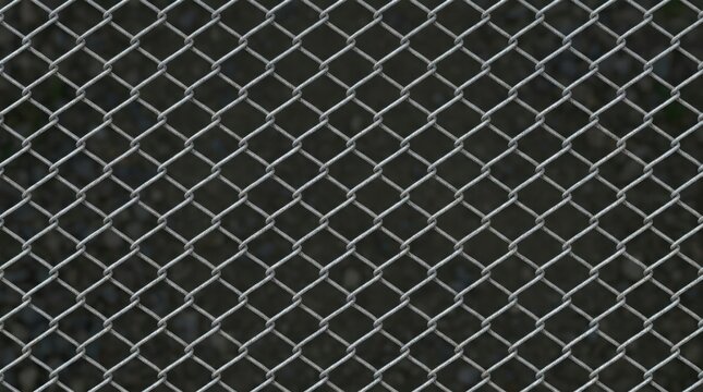 Metal chain link fence background in grey with diamond pattern texture
