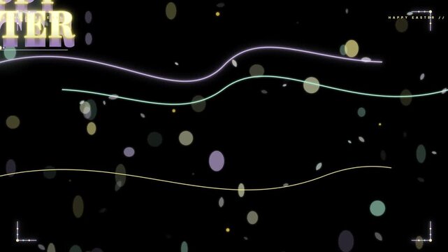 Colorful dots and lines with text design for Happy Easter celebration