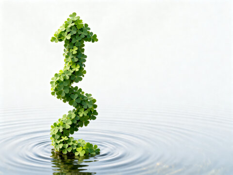Clover arrow rising above rippling water
