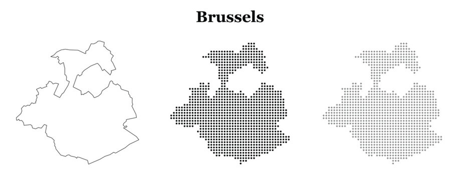 Brussels capital region map outlines with dotted abstract shapes.