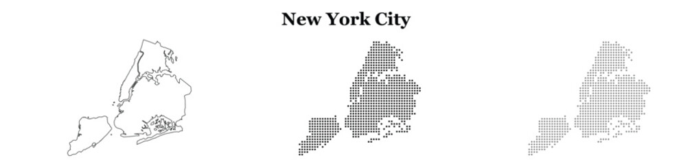 Obraz premium New york city map silhouette in dot grid style for urban projects.