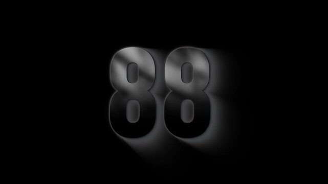 Burning number 88 with ash and sparks, transparent background, fire number, eighty eight