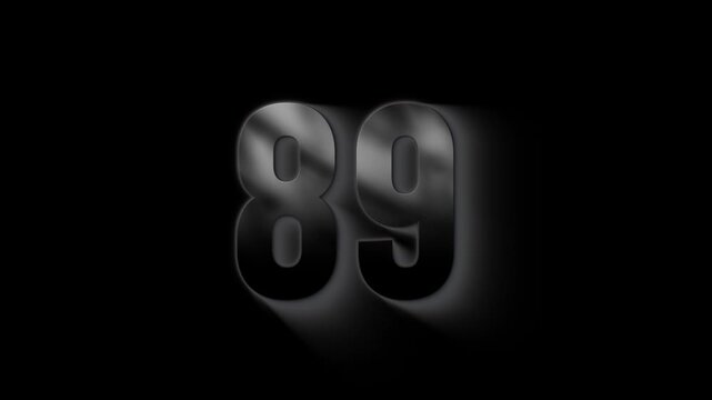 Burning number 89 with ash and sparks, transparent background, fire number, eighty nine