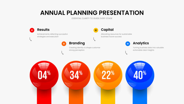 Marketing Visualization Four Step Graph Slideshow Design. Elegant Portfolio 4 Element Diagram Frame Template. Educational Growth Presentation Layout Vector Illustration.