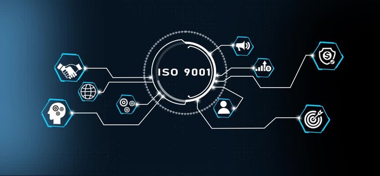 Document management ISO 9001 System Digital rights management. Business, Technology, Internet and network concept.
