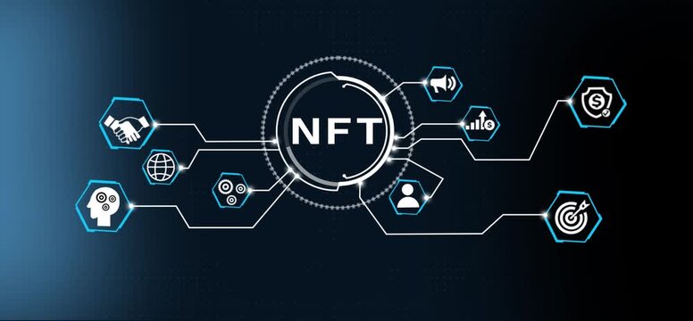 Document management NFT System Digital rights management. Business, Technology, Internet and network concept.