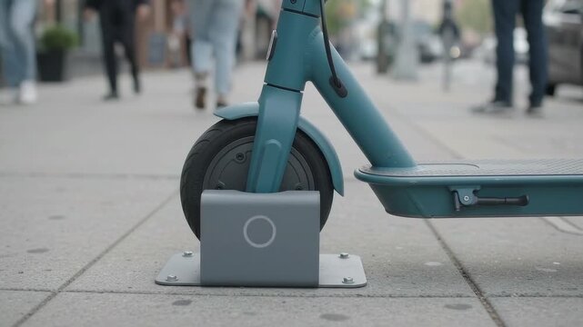 Generic electric scooter charging at urban docking station