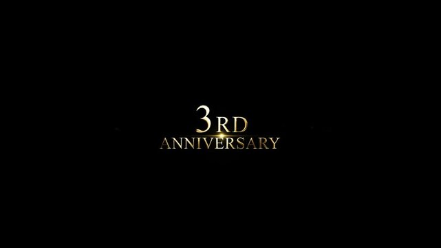 Words of congratulations on the 3rd anniversary in a beautiful golden style, celebration, transparent background
