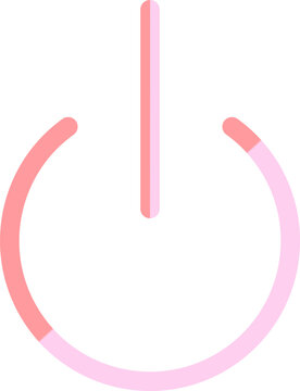 Minimalist pastel pink power button icon for technology startup activation and digital device interface control on white