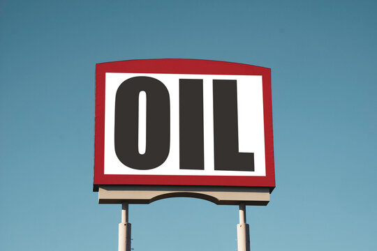 Aged and worn oil sign