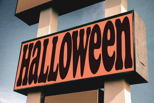 Aged and worn Halloween sign
