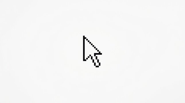 Black pixel mouse cursor arrow icon isolated on a transparent background