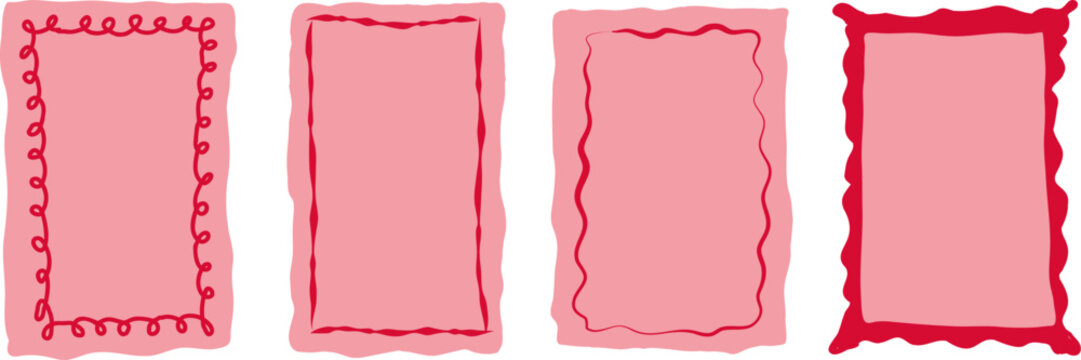 Abstract hand drawn frame border set