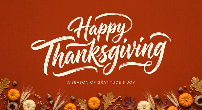 Happy thanksgiving A season of gratitude and joy on textured orange background.