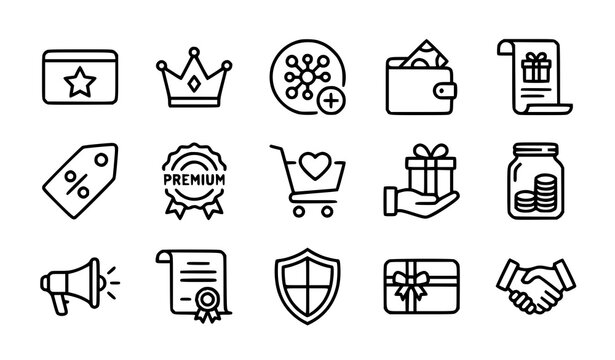 Customer Benefits Loyalty Program Offer Editable Outline Vector Icons