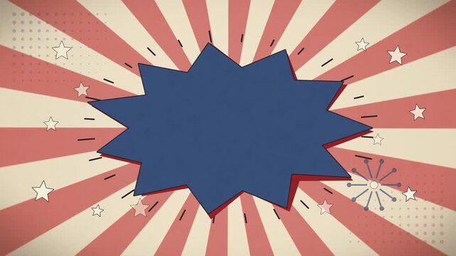 copy space vintage comic animation with fireworks 4th of july independence usa