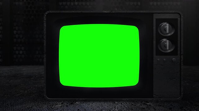 レトロなテレビの3Dアニメーション1　クロマキー合成素材