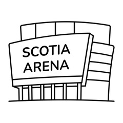 Obraz premium hand drwan icon showing a sports arena. Clean black hand drwan work, simple details, and open white space create a clear, balanced urban or lifestyle composition.