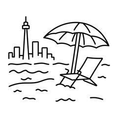 Obraz premium hand drwan icon showing Sugar Beach. Clean black hand drwan work, simple details, and open white space create a clear, balanced urban or lifestyle composition.