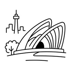 Obraz premium hand drwan icon showing trillium park. Clean black hand drwan work, simple details, and open white space create a clear, balanced urban or lifestyle composition.